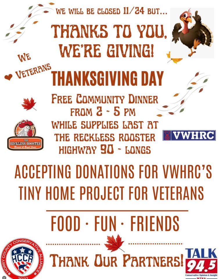 Free Community Thanksgiving Dinner from The Reckless Rooster